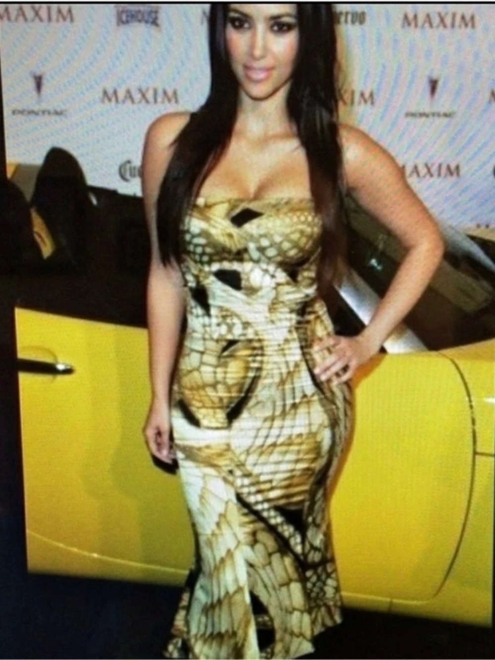 Roberto Cavalli Abstract Print Strappy Midi Dress in Gold & Black excellent.